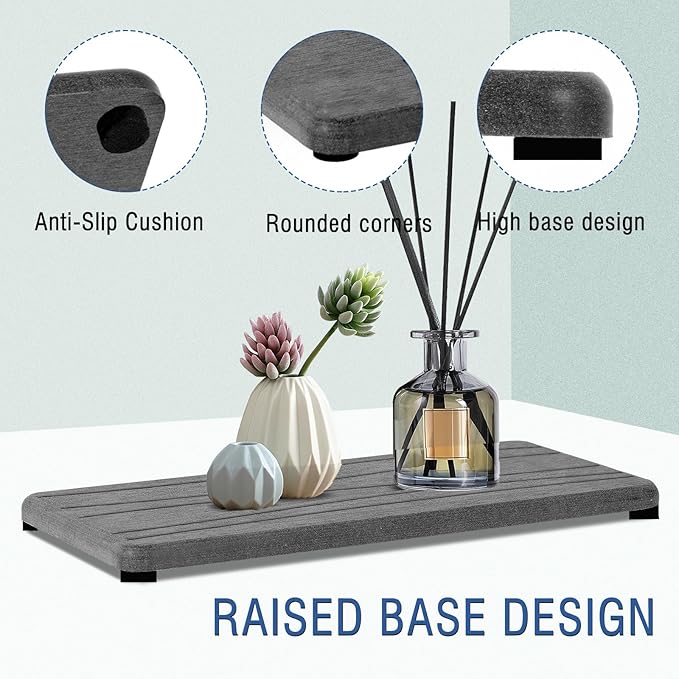 2PCS Water Absorbing Stone Tray, Fast Drying Stone Sink Tray, Water Absorbent
