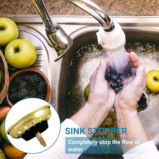 KONE Sink Drain Strainer Gold Sink Stopper and Strainer Stainless Steel Kitchen