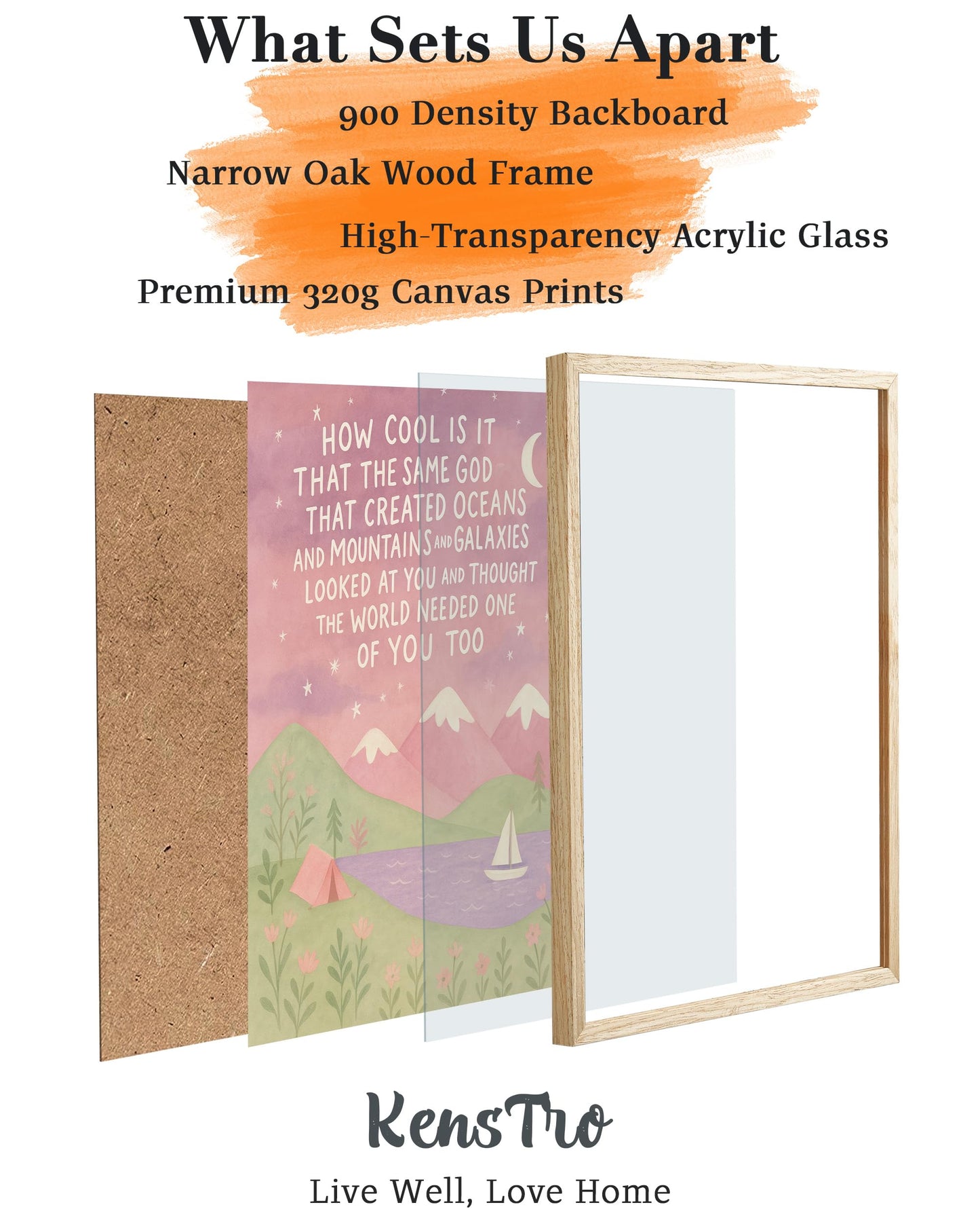 KensTro Natural OAK Wood Same God Creation Framed Wall Art,12x16in Inspirational Christian Bible Canvas Art,Mountain Nursery Decor,Pink Set of 1 for Christian Girl Bedroom Dorm for Girly Adoption Gift