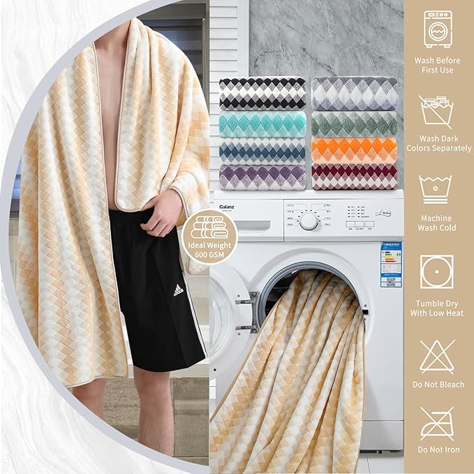 8 Piece Bathroom Towel Set |2 Oversized Bath Towels, 2 Hand Towels, 4