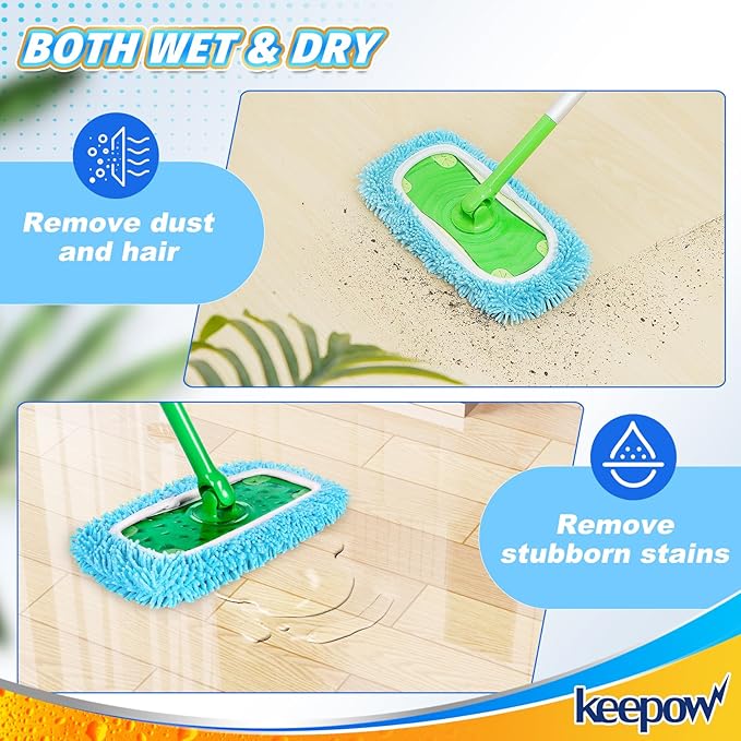 KEEPOW Reusable Dry Sweeping Cloths Microfiber Wet Pads Compatible