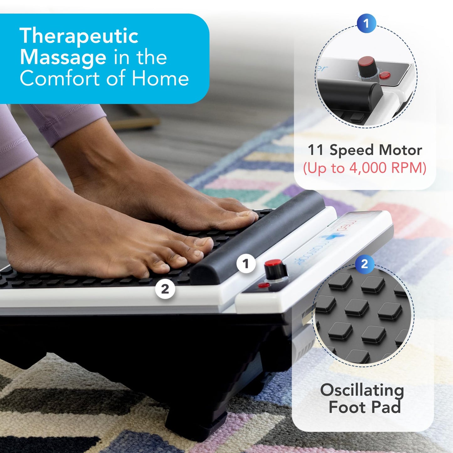 MedMassager Foot Massager Classic | Deep Tissue Massage Therapy, at-Home Massager, Dual Speed, Portable & Compact, Fast Relief from Neuropathy, Improves Blood Circulation MMF08