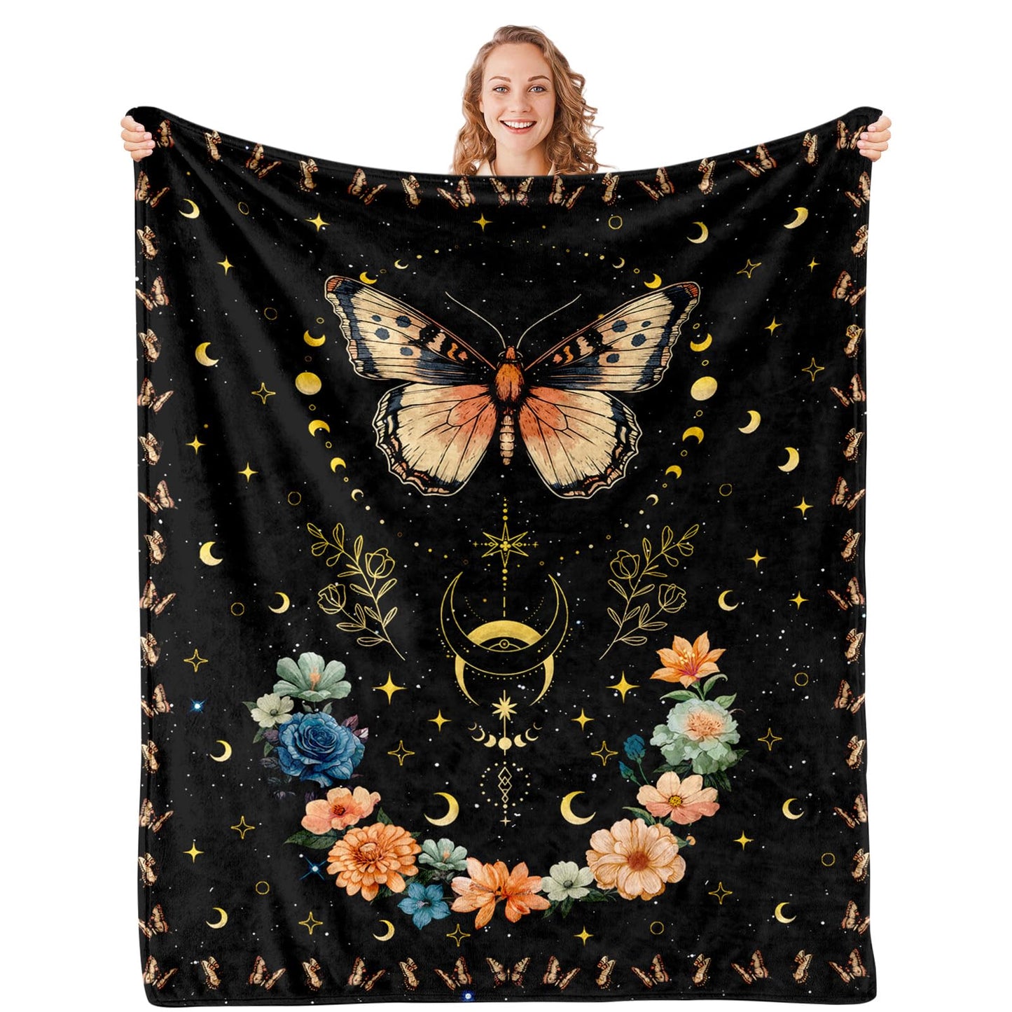 Bestshop Butterfly Blanket for Christmas, Butterfly Throw Blanket for Sofa Couch Room Bed, Soft Flannel Butterflies Blanket Gifts for Women Girls Sister Daughter 50"X60"