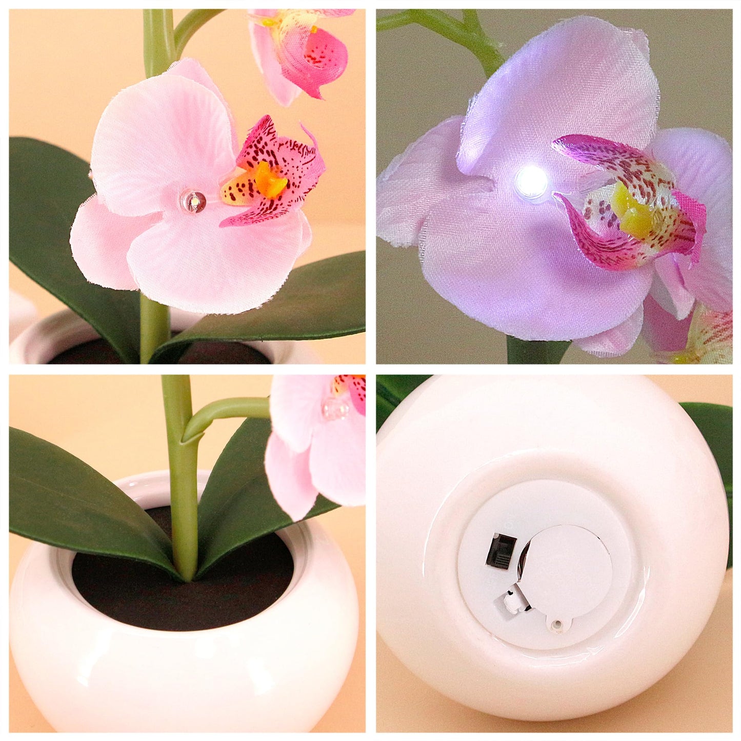 Naimo Phalaenopsis Night Light Rechargeable LED Night Lamp Flower Table Lamp for Bedroom Living Room Birthday Party Desktop Home Decor