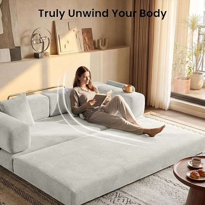78.8" Convertible Sofa Bed, Corduroy Futon Couch