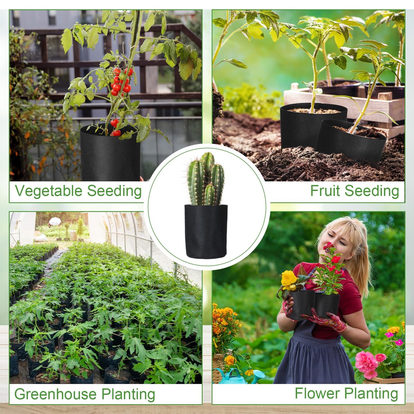 Yiyiring 20 Pcs 1/2 Gallon Aeration Fabric Pot Plant Grow Bag Small Grow Bags for Seed Starting Soil Transplant Home Garden Supply