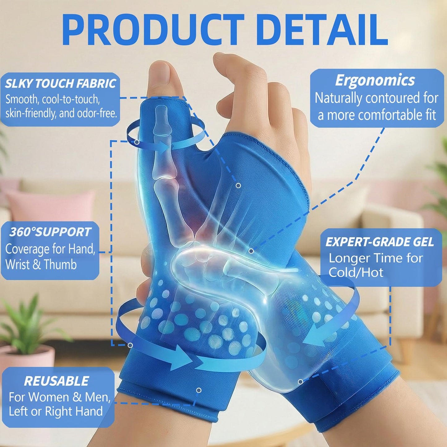 Wrist & Thumb Ice Pack Wrap, Cold & Hot Compress for Extreme Carpal Tunnel Relief, Thickened Reusable Gel Wrist Hand Thumb Ice Pack for Arthritis Tendonitis, Women & Men