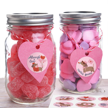 RUSPEPA 270 Pcs Valentine's Day Stickers, 1.5 Inch Round Love Labels with Cute Animals, Unicorns, Dinosaurs & Romantic Quotes, 5 Sets Adhesive Stickers for Gifts, Scrapbooking, Cards, Party Favors