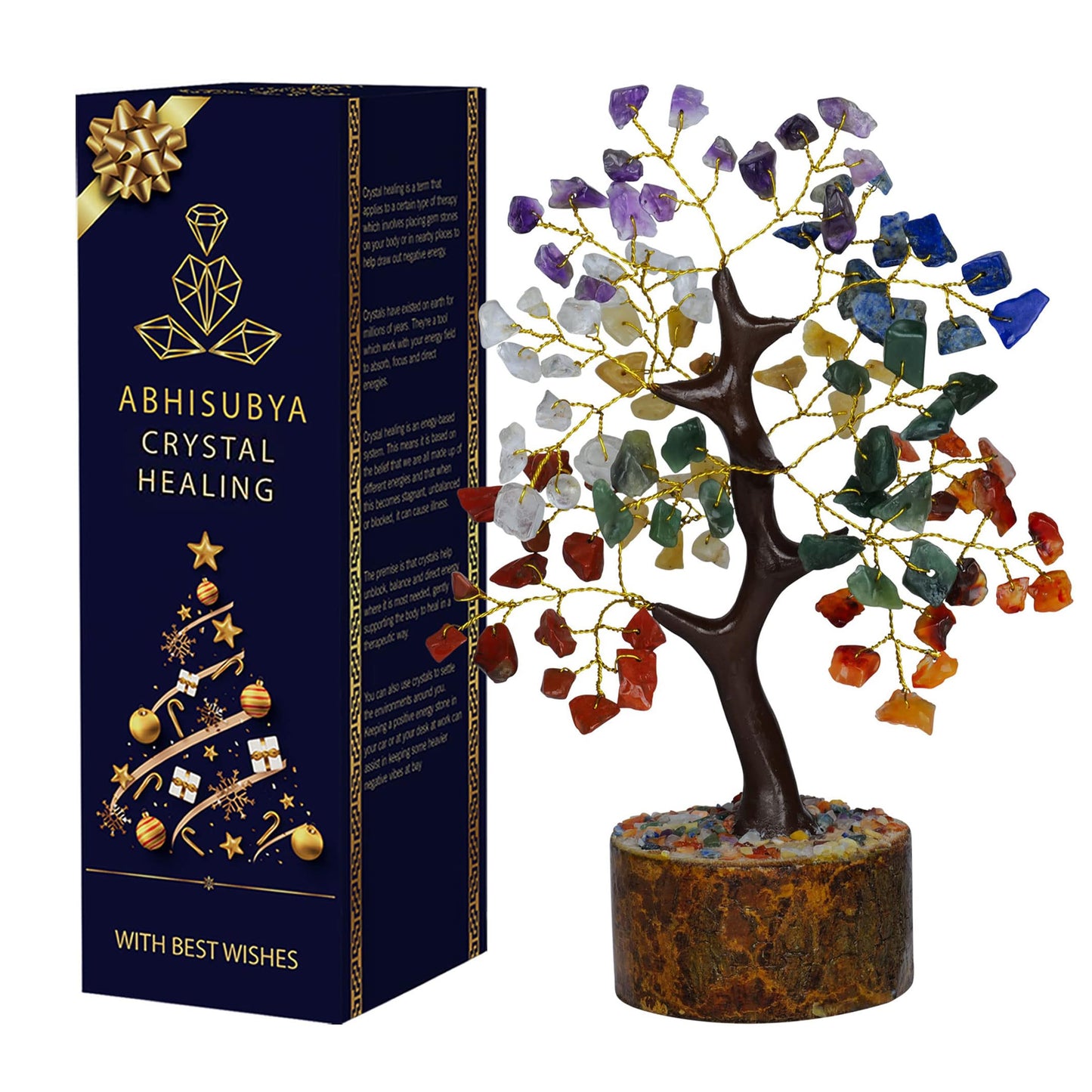 ABHISUBYA 7 Chakra Tree of Life - Aesthetic Room Decor - Crystal Necklace - Nature Decor - Crystal Tree