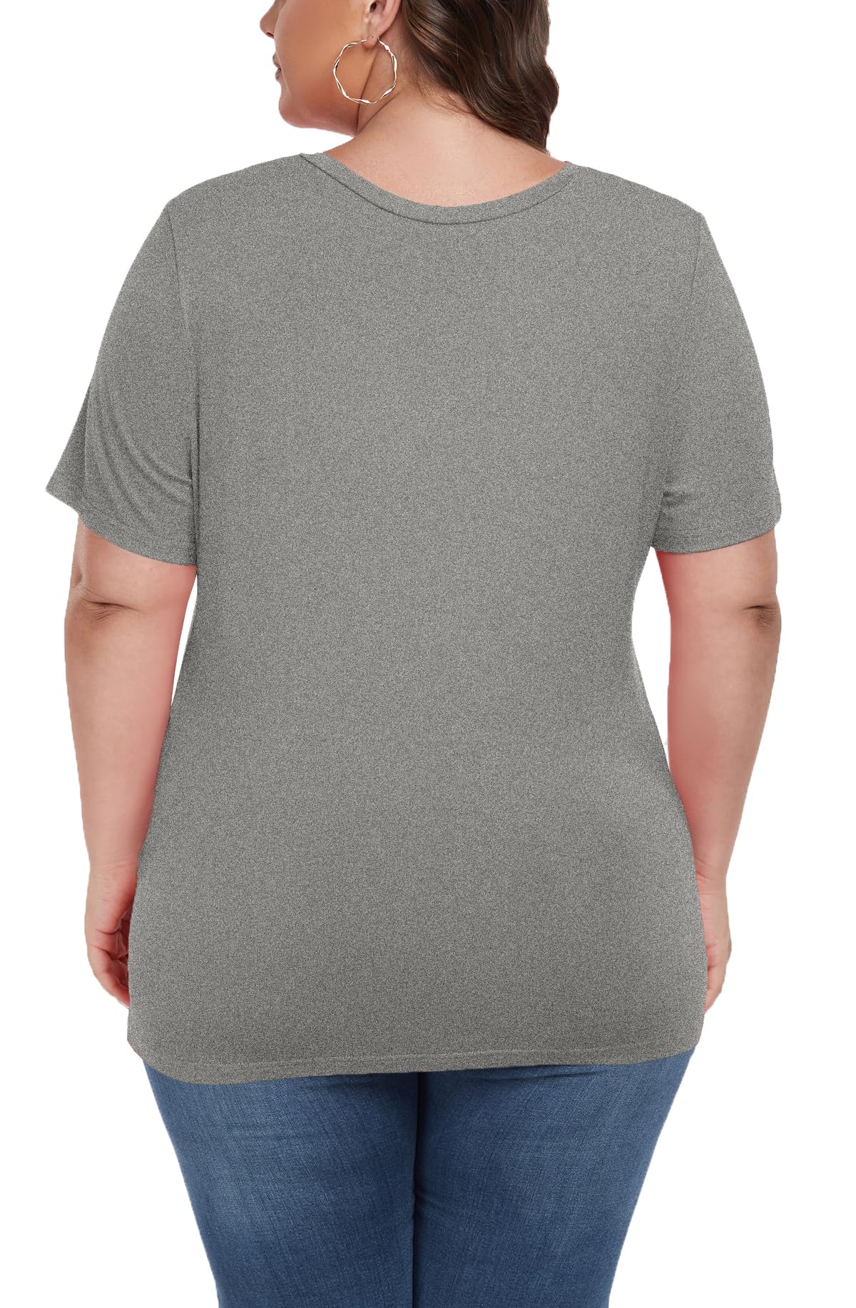 ForHailey Christmas Shirts for Women Plus Size Tops Merry Christmas Gnome Turkey Tee Shirts 2024 V Neck Short Sleeve T-Shirt Christmas Outfits Grey 3X-Large