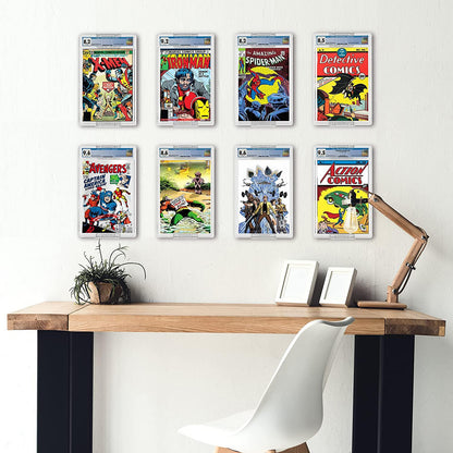 20 Pack Comic Book Display Shelf Slab Wall Mount Kit, Heavy Duty Comics Books Case Frame Holder, Clear Color (40 Pieces Hold 20 Slabs) - Comics and Cases Not Included