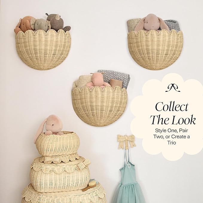 BEBE BASK Scalloped Wicker Wall Basket