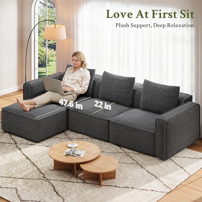 Welzona 75" loveseat Sofa, Comfy Chenille Love Seat, Wood Frame Small Couches