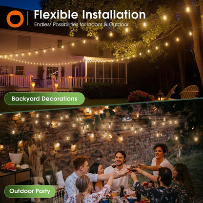 addlon 200FT(2 Pack*100FT) Solar String Lights Outdoor Waterproof with Remote, Dimmable Commercial Grade Solar Powered String Lights with 108 LED Bulbs, Hanging Light for Backyard Party Decor
