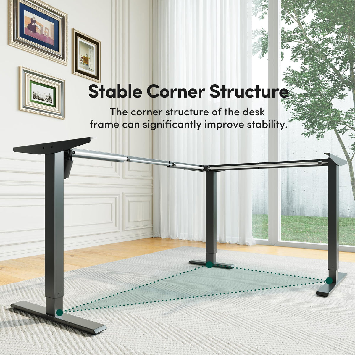 CubiCubi L Shaped Standing Desk with Drawers 63 x 48 Inch Adjustable Height, Electric Corner Desk with Storage, Sit Stand Home Office Desk with Splice Board, Black