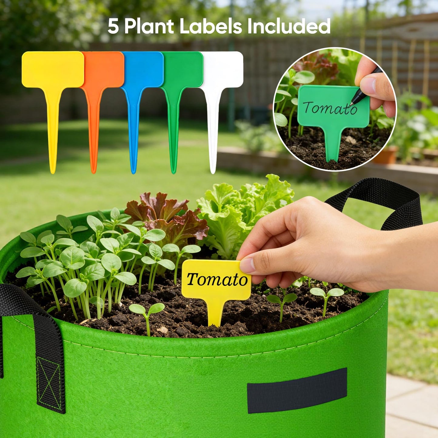 10 Gallon Potato Grow Bags: 5 Pack 350G Heavy Duty Thickened Grow Bags with Clear Harvest Window & Durable Handles - Felt Nonwoven Fabric Pots Planting Container for Plants Vegetable Flowers Herbs