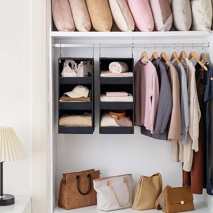 GRANNY SAYS Hanging Closet Shelf, 3-Shelf Foldable Hanging Organizers and