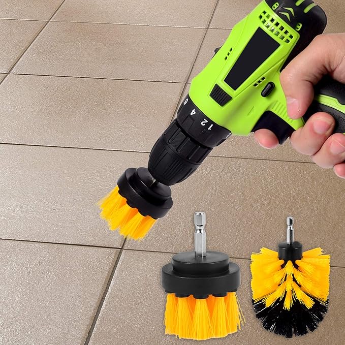 Kichwit 4 Inch Drill Power Brush Tile Scrubber Scouring Pads Cleaning Kit