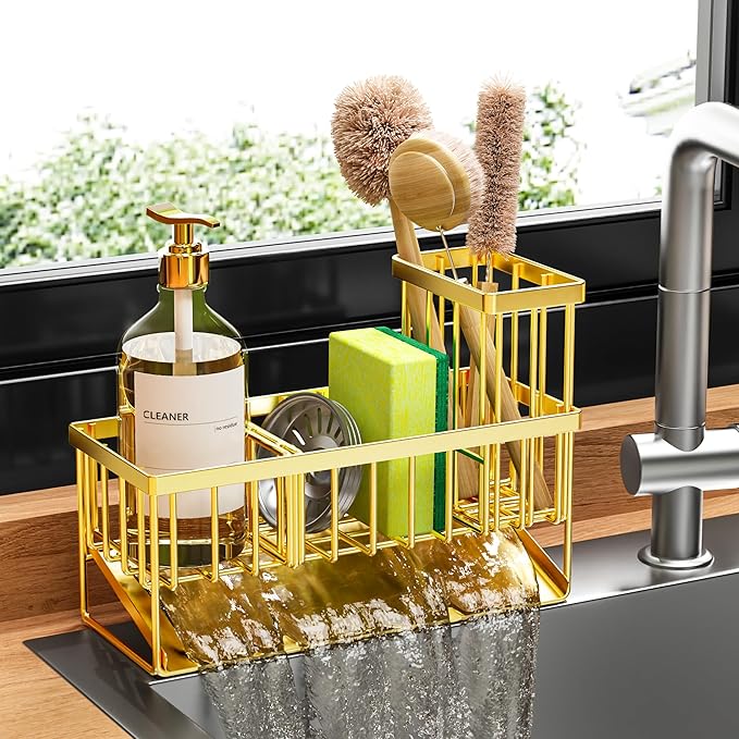 Cisily Gold Kitchen Sink Caddy Organzier