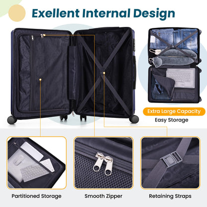 HOTEEL 5 Piece Luggage Set (4-YEAR WARRANTY) ABS+PC Hardshell Carry on Suitcase with Spinner Wheels & TSA Lock for Men Women, Rolling Suit Case for Plane, Travel, Business, Royal Blue (20/24/28/DB/TB)