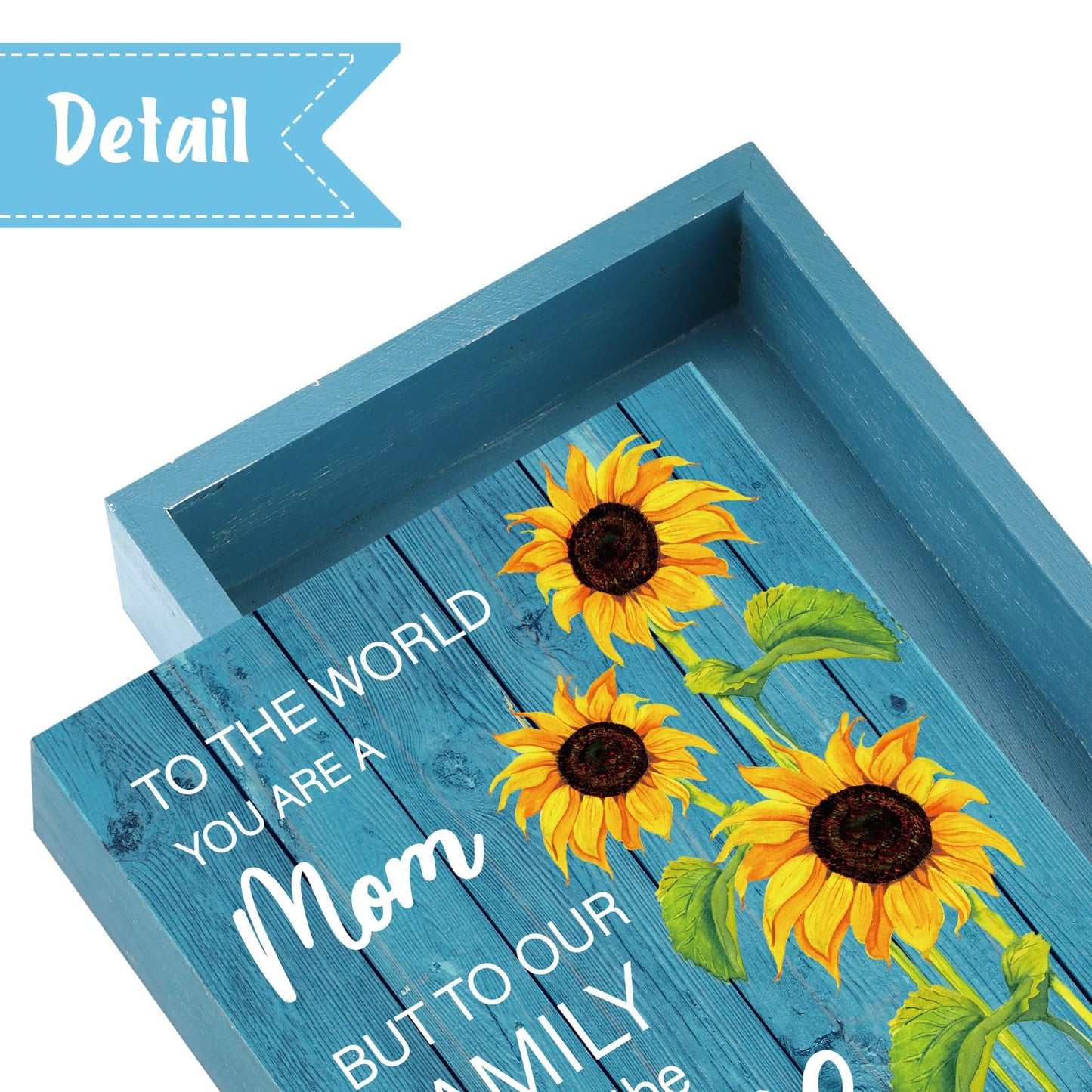 Shellwei Christmas Mom Gift To The World You Are a Mom But to Our Family You Are The World Wood Plaque Sign Mother's Day Gifts Sunflower Wooden Mother Signs Xmas Gifts from Son Daughter