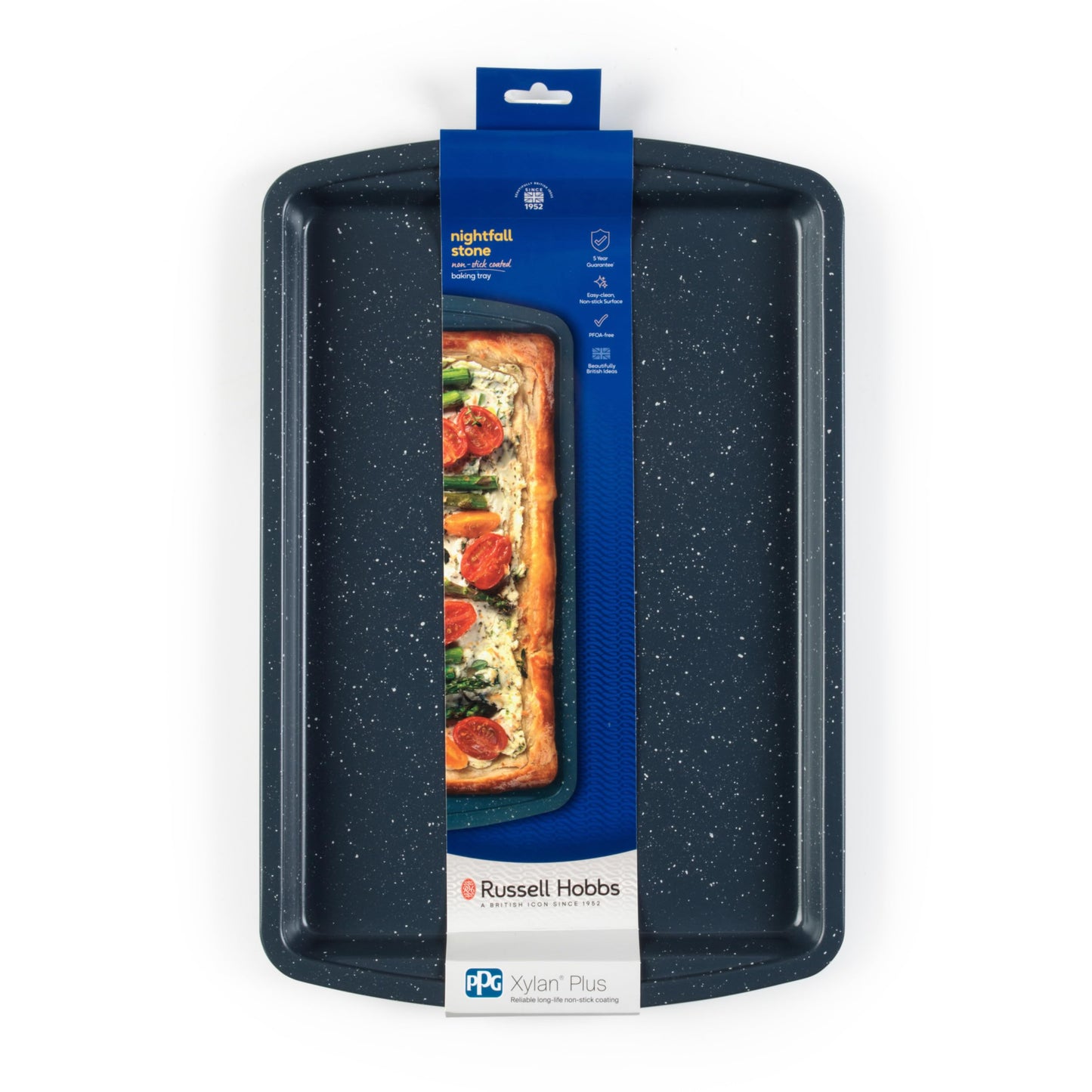 Russell Hobbs Nightfall Stone Baking Trays - Set of 2, 38cm Non-Stick Oven Tray, Lightweight, Oven Sheet for Biscuits, Cookies and Chips, Easy Clean, Durable Carbon Steel Bakeware, PFOA Free