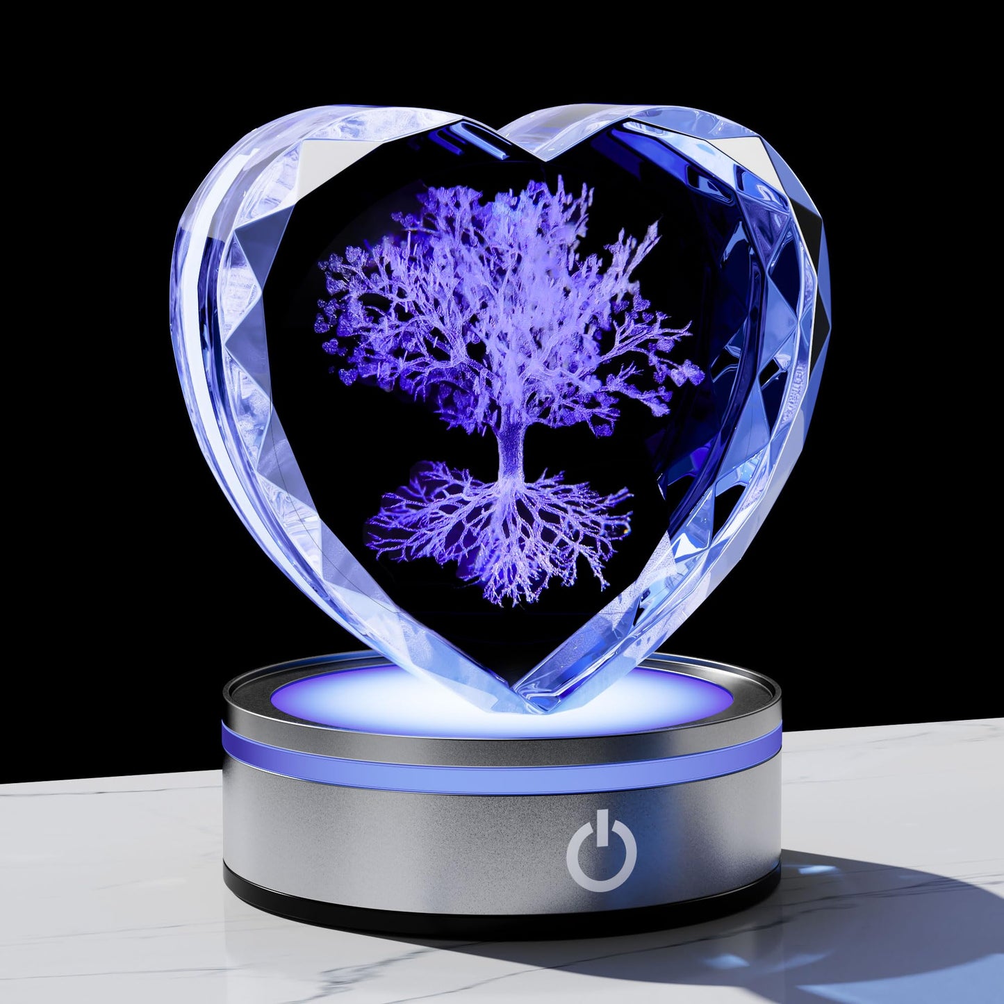 Qianwei Tree of Life Gifts for Women 3D Crystal Heart - Laser Tree of Life Decor Glass Animals Gifts Figurines Statue Stuff for Room Decorations Night Light