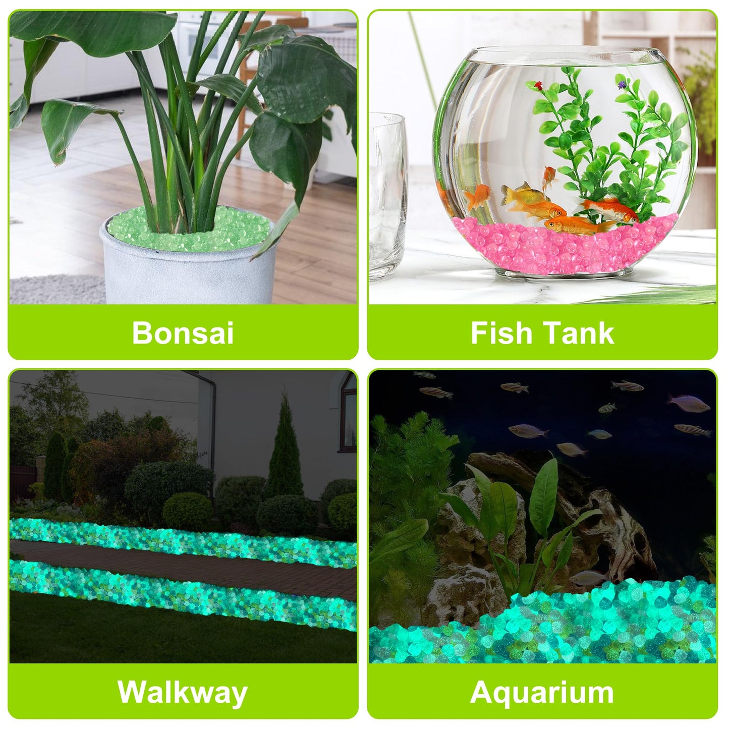 100pc Sparkling Luminous Stones Glowing Rocks for Aquarium Bling Glow Stones for Fish Tank Glowing Stones for Landscaping Glow in The Dark Garden Pebbles