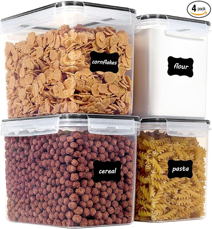Vtopmart Food Storage Containers 3.3 quart / 3.6L, 4 Pieces BPA Free Plastic