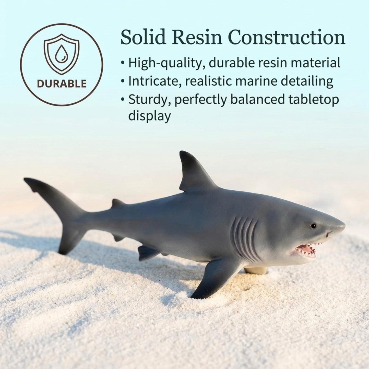 The Bridge Collection Decorative Shark Figurine – Coastal Ocean Shark Statue for Beach House Decor – Nautical Marine Life Accent for Shelves Tables Or Desks