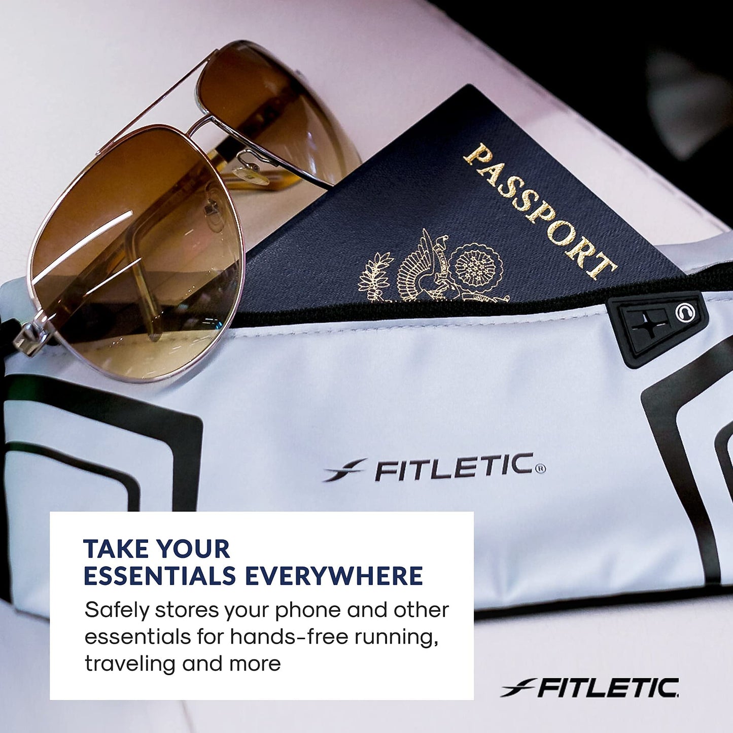 Fitletic Modern Sports Running Belt For Men & Women – Water Resistant Pouch - Fits All Smart Phones- Lightweight, Low Profile Design –Lycra Coated With Inner Card Organizer Pocket