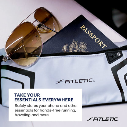 Fitletic Modern Sports Running Belt For Men & Women – Water Resistant Pouch - Fits All Smart Phones- Lightweight, Low Profile Design –Lycra Coated With Inner Card Organizer Pocket