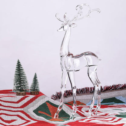 18" Tall Acrylic Christmas Reindeer Figurine - Elegant Clear Large Reindeer Ornaments for Christmas Indoor Decor, Holiday Centerpiece, Living Room, Fireplace, Table Display (Clear Standing Reindeer)