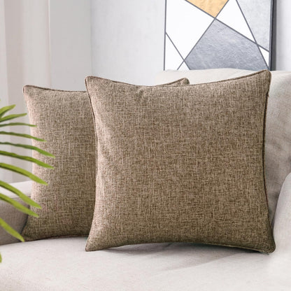 HPUK Decorative Throw Pillow Covers Set of 4 Square Couch Pillows Linen Cushion Cover for Couch Sofa Living Room, 18"x18" inches, Blue