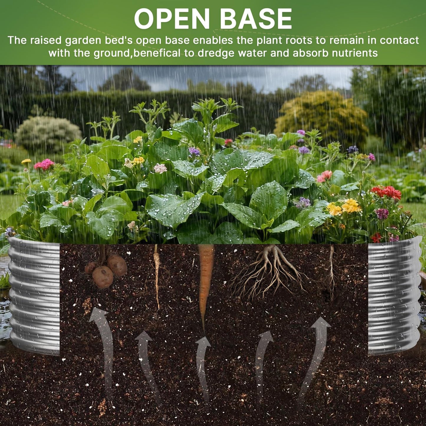 Mostmahes 3 PCS Galvanized Raised Garden Bed Outdoor, Metal Garden Bed for Vegetables, Above Ground Garden Box for Flower, Steel Raised Beds for Gardening - 3x2ft