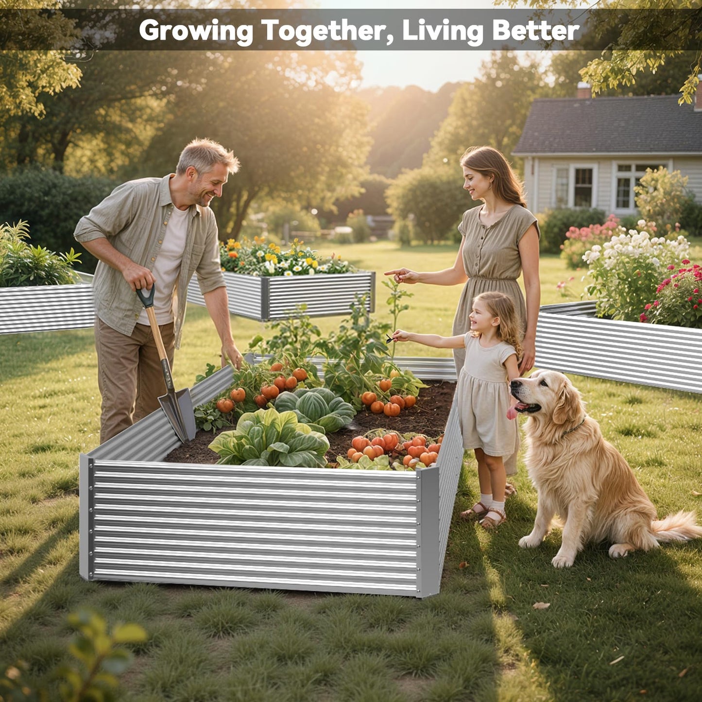 OZMSHF 2 Pack Tall 6x3FT Raised Beds for Gardening, Corrugated Galvanized Steel Raised Garden Bed, Outdoor Metal Above Ground Garden Bed for Vegetables and Flowers(Rectangular)-6x3x1.5FT
