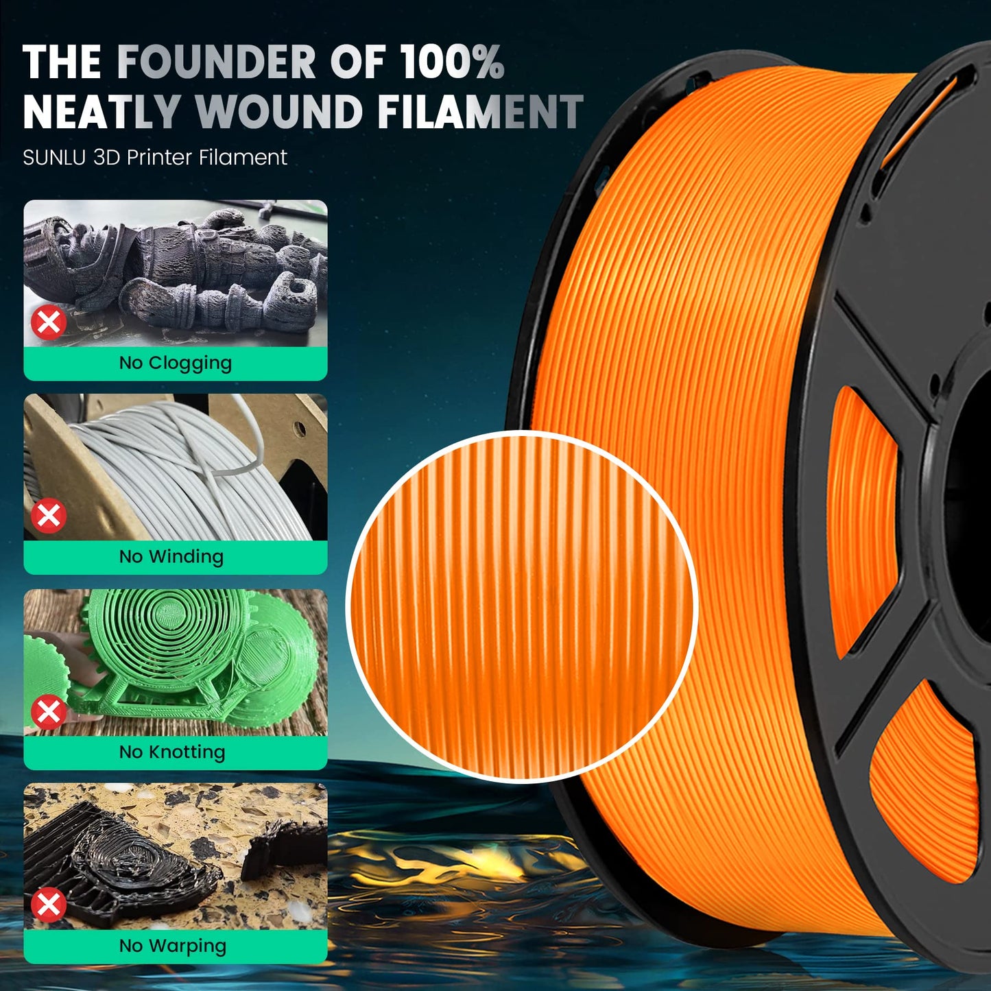SUNLU PLA+ Filament 1.75mm, Enhanced Durability and High Strength, PLA Plus 3D Printer Filament for 3D FDM Printers, 1kg Spool, pla+ Black