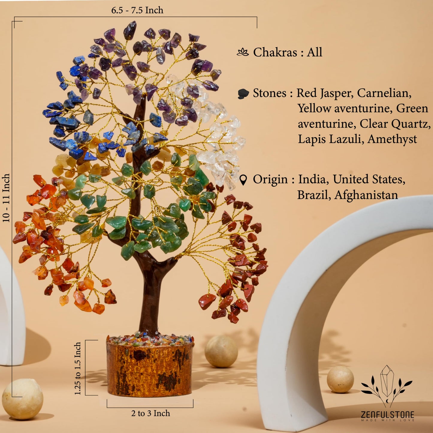 7 Chakra Tree of Life Crystal Tree for Home, Office, and Desk Decor | Handmade Bonsai Trees for Positive Energy, Healing & Money | Good Luck Gift for Thanksgiving & Christmas for Women, Mom & Dad