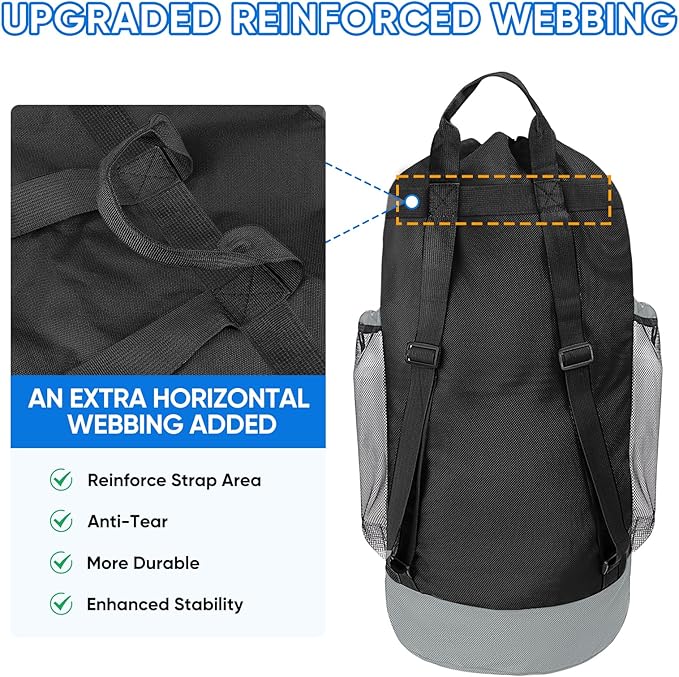 BALEINE 2PK 120L Laundry Bag Backpack, 900D Oxford Fabric Large Travel Laundry