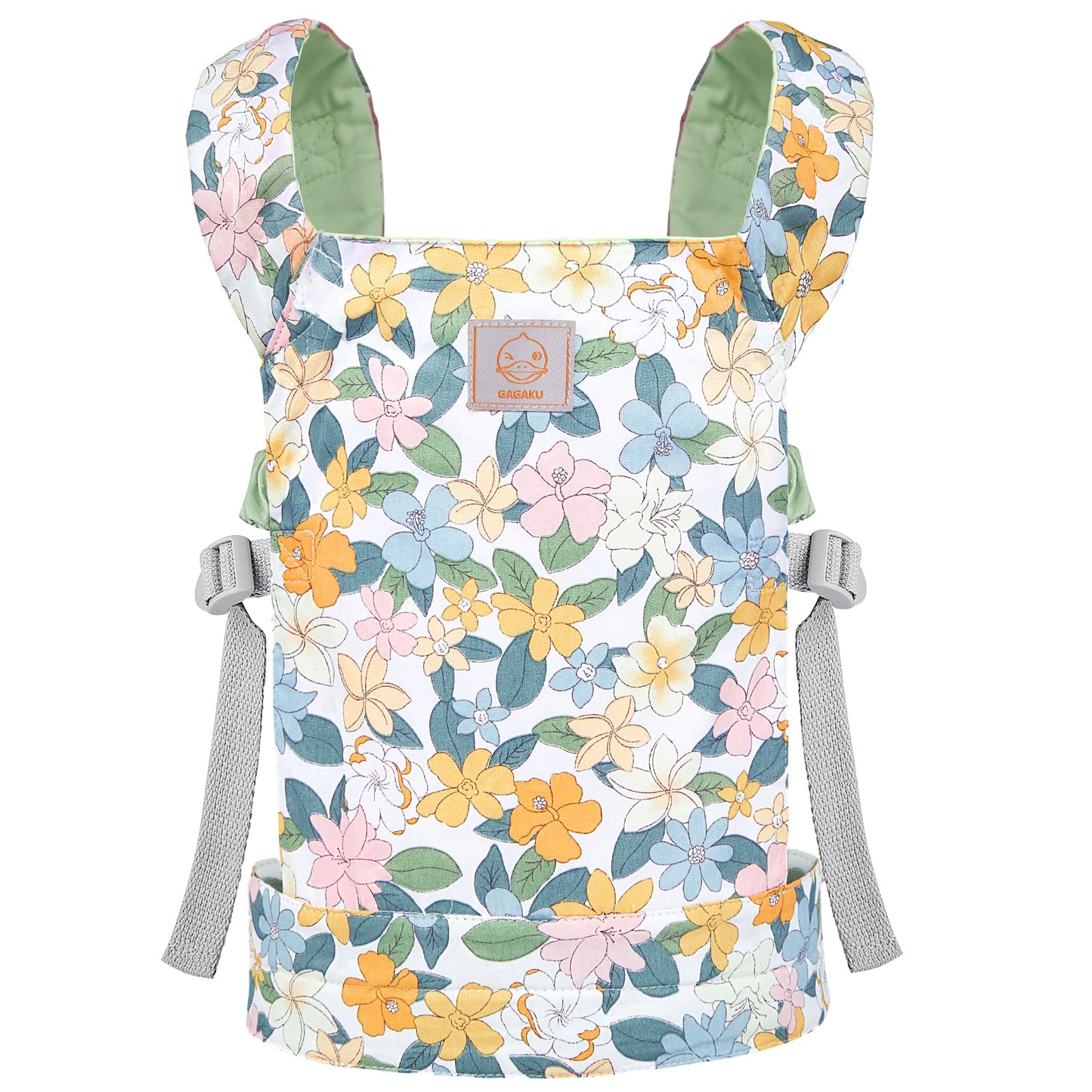 GAGAKU Baby Carrier for Dolls Reborn Baby Doll Carrier Kids Toy Play Baby Carrier for Stuffed Animals Babydoll Accessories for Toddlers - Green - Flowers Plumeria
