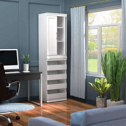ClosetMaid Modular Storage 21.38-inch W 3-Shelf 4-Drawer Tower Wood Closet System, White