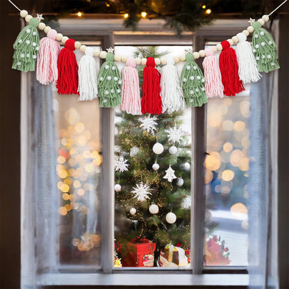 Boho Tassel Christmas Garland - Christmas Party Decorations Banner for Xmas Birthday Holiday Party - Christmas Wall Hanging Decor for Christmastree, Fireplace,Bedroom,Office,Classroom