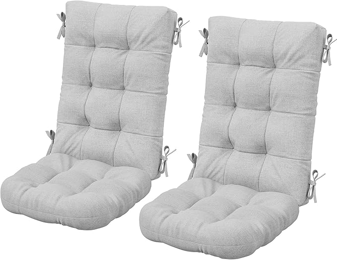 SERWALL HDPE Outdoor Rocking Chair Cushion Set of 2, Memory Foam Cushion Gray
