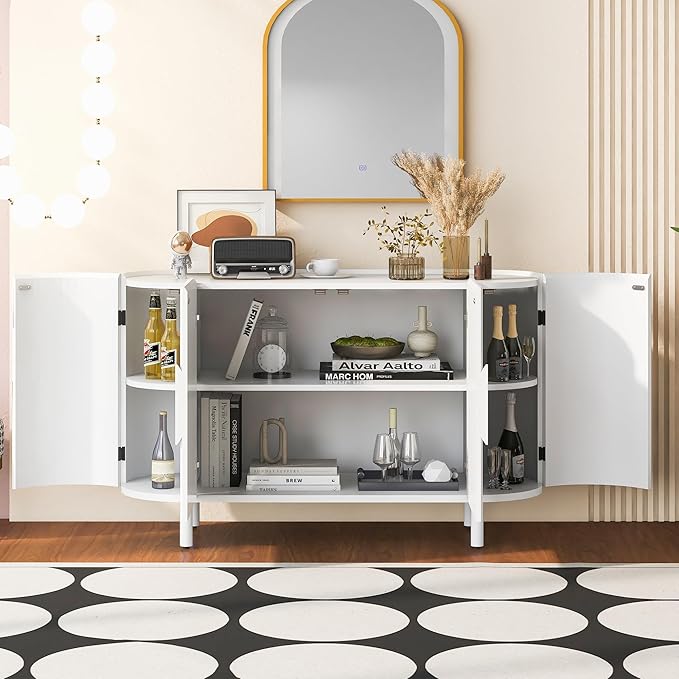 Curved Design Light Luxury Swith Adjustable Shelves, Suitable