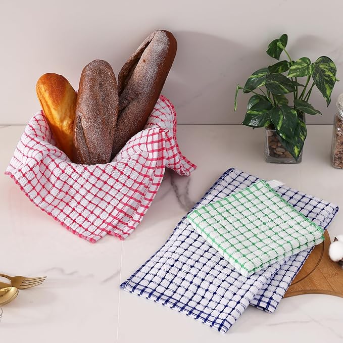 Homaxy Kitchen Towels and Dishcloths Set, 16 x 25 and 12 x 12 Inches, Super