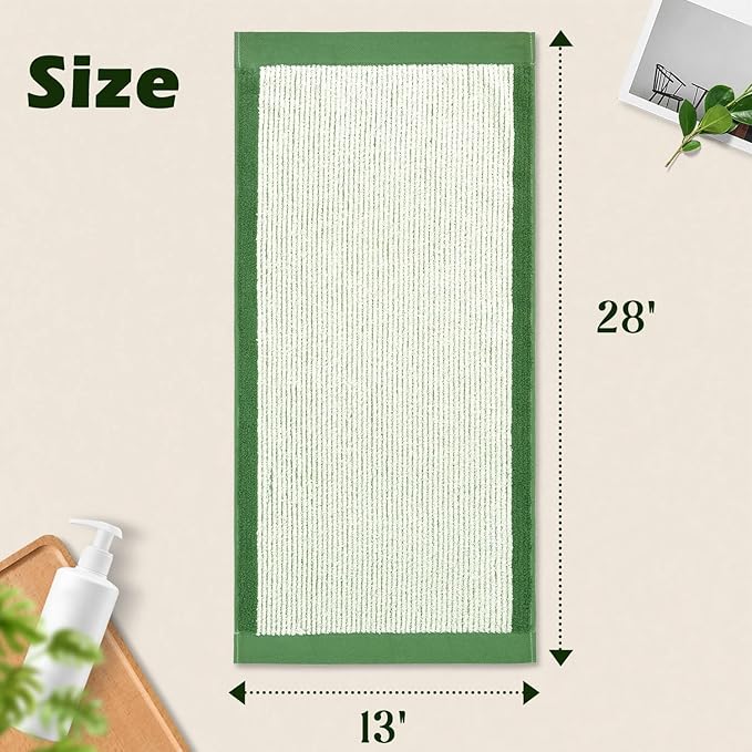 Cleanbear Green Hand Towels for Bathroom, 4 Pack Cotton Towels