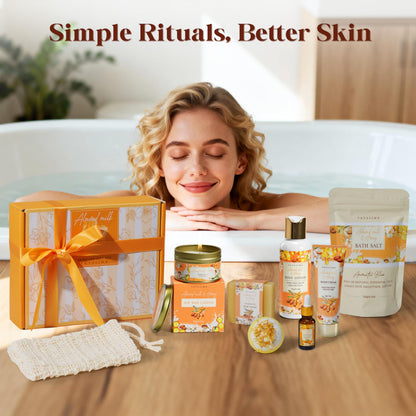 Birthday Gifts for Women, Almond Milk & Honey Relaxing Spa Gift Baskets for Women, Self Care Gifts Home Bath and Body Gifts Set for Mom, Girlfriend, Sister, Female Friends, Coworker