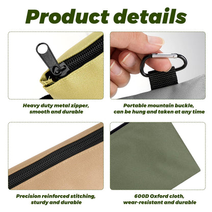24 Pack Premium Tool Pouch Zipper Bag Premium Tool Pouch 600D Oxford Small Tool Bags with Carabiner Metal Zipper for Tools,Stationary, Pencil Pouch Craft Supplies,Electronics(12.6 inches x 7 inches)