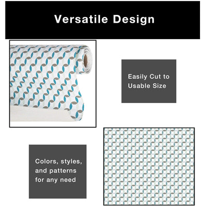 Smart Design Bonded Grip Shelf Liner - 12 Inch x 10 Feet - Non Adhesive, Strong Grip Bottom, Easy Clean Kitchen Drawer, Cabinet, Cupboard Dresser Protector Cover, Non Slip Rubber Mat - Ocean Origami