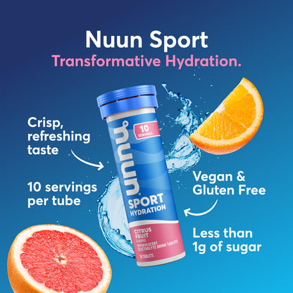 Nuun Sport Electrolyte Tablets - Dissolvable in Water, Mixed Flavors | 5 Essential Electrolytes for Hydration | 1g Sugar Drink Mix | Vegan, Non-GMO | 4 Pack (40 Total Servings)